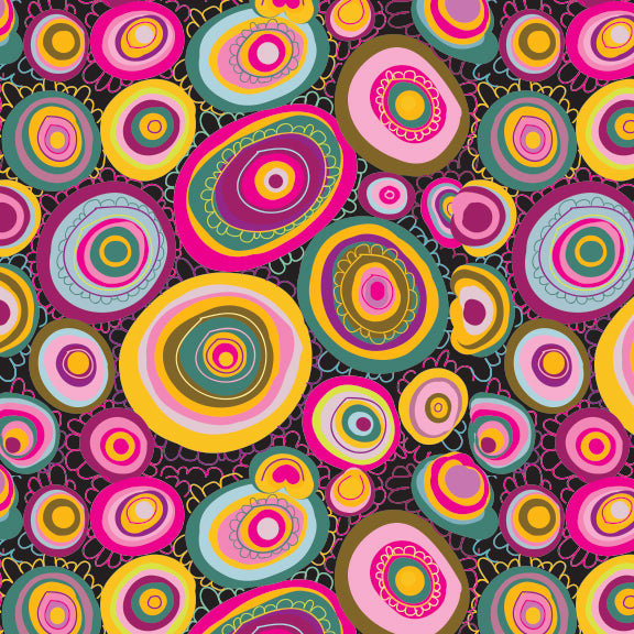 Suite B for Island Batik In Motion Large Circle with Petals Black Multi 922102795SB