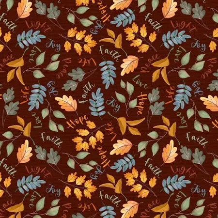 Fall & Autumn Words & Leaves (1/2 yard PRE-CUT)
