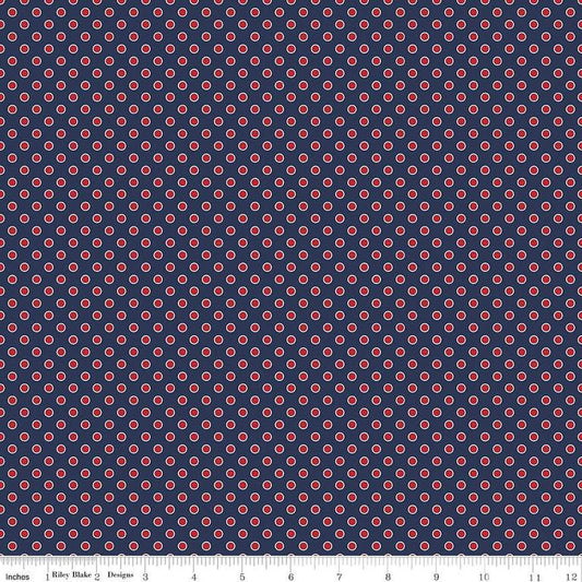 Riley Blake Picadilly Dots Navy C11897