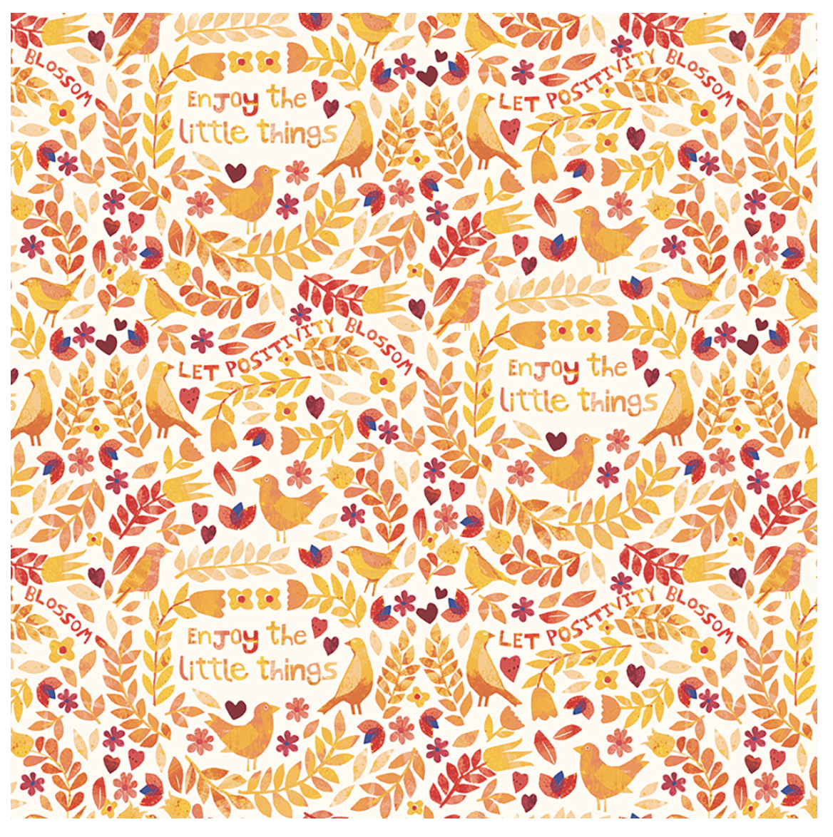 Clothworks Seasons Positivity Blossoms Y3400-2 Light Cream