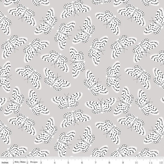Riley Blake Spotted Butterflies Gray C10841
