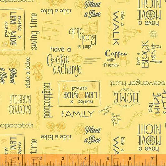 Windham Be My Neighbor Neighbor Words Pale Yellow 53160-2