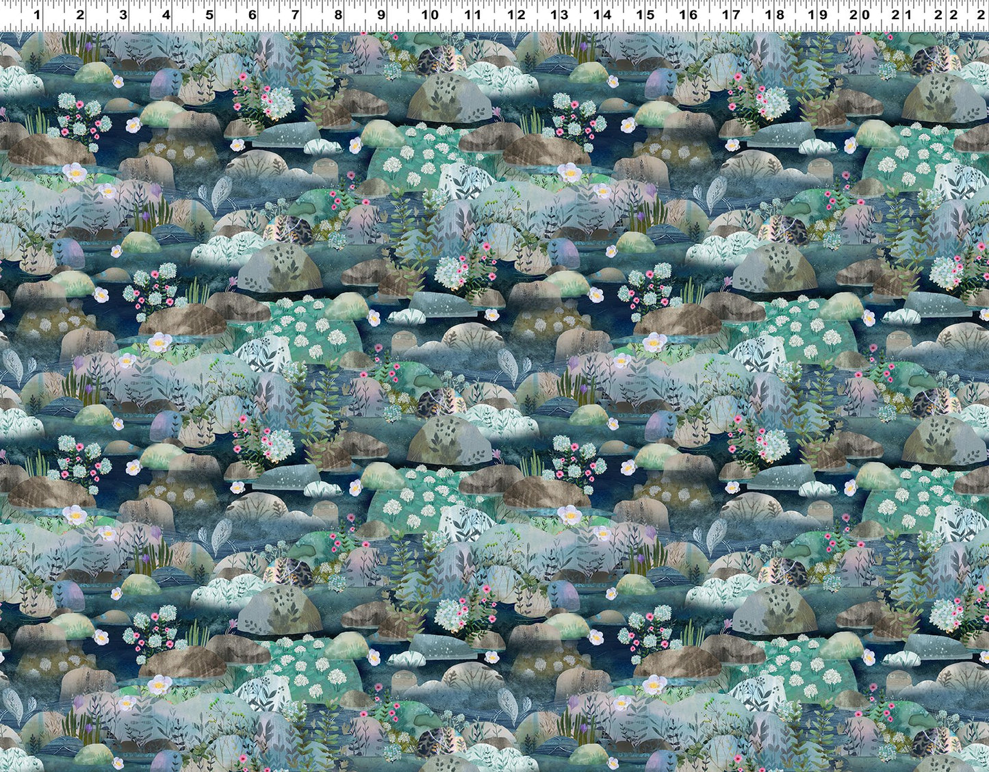 Clothworks Daydream Rock Garden Light Navy