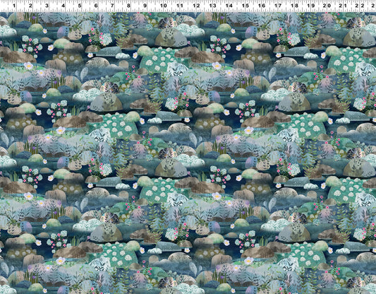 Clothworks Daydream Rock Garden Light Navy