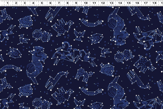 Clothworks Celestial Magic Zodiac Constellations Navy Y3165-93
