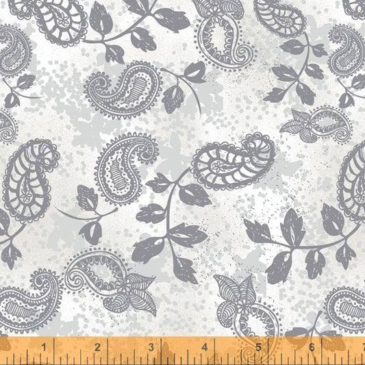 Windham Our House Paisley Vine Gray and White 52786-3
