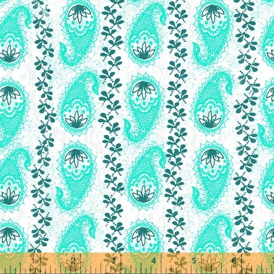 Windham Our House Paisley Stripe Turquoise 52788-4