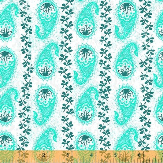 Windham Our House Paisley Stripe Turquoise 52788-4