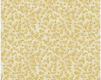 Benartex Colorful Cats Leaves & Berries Tonal Golden  7686-30