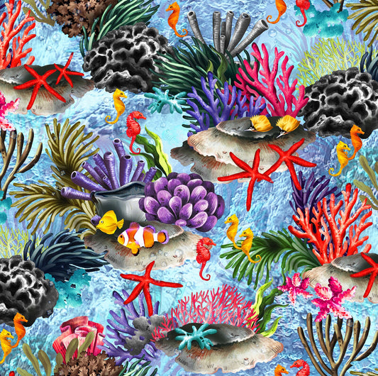 Oasis Fabrics The Reef Coral Reef Light Blue 59-386
