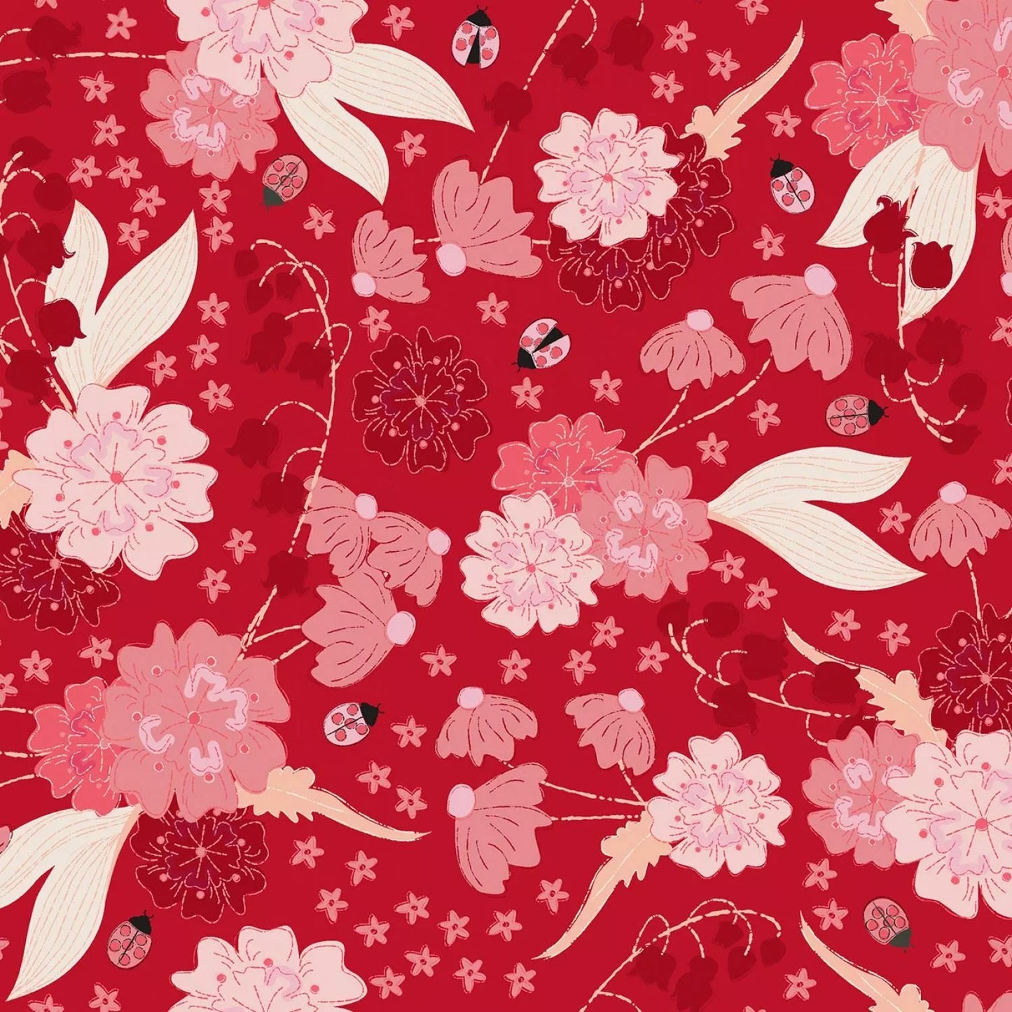 Clothworks Ladybug Mania Dark Tomato Y3175-81