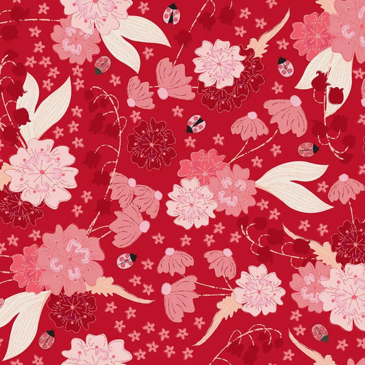 Clothworks Ladybug Mania Dark Tomato Y3175-81