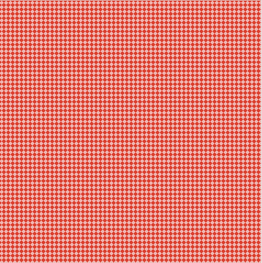 Clothworks Little Miss Red Pink Small Checkered Dark Tomato Y3527-81