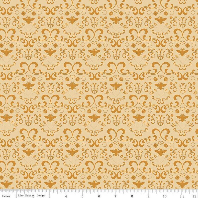 Riley Blake Designs Daisy Fields Damask Light Honey C12483