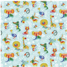 Clothworks Sleepy Time Jungle Animals Y3342-32 Light Aqua