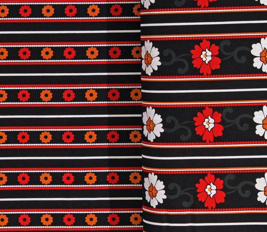 Robert Kaufman Stephanie Dawn Scarlet Paisley Fifty/Fifty  Multi Stripe 14463