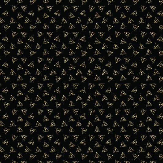 $5/yard  $45/Bolt Licensed Harry Potter Deathly Hallows Metallic 23800109LJAS