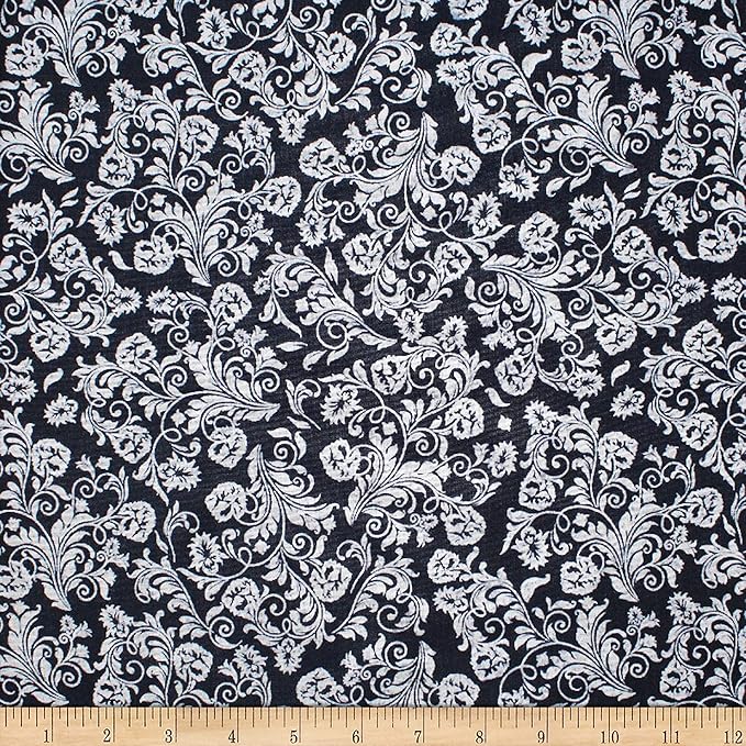 Trans Pacific Textiles Indigo Filigree Memory 0668502