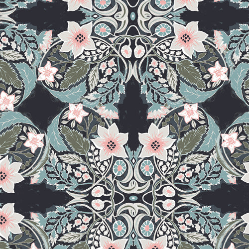 Art Gallery Fabrics Picturesque Ornatile Deep Blue Green Pink PCI-29455