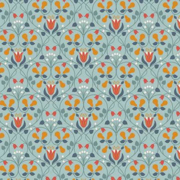 Lewis & Irene Wintertide Light Blue Pear Hearts With Copper Metallic A586-2
