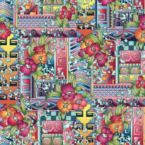 Suite B for Island Batik Lush Floral Panel Multi Art Print 922110899CP
