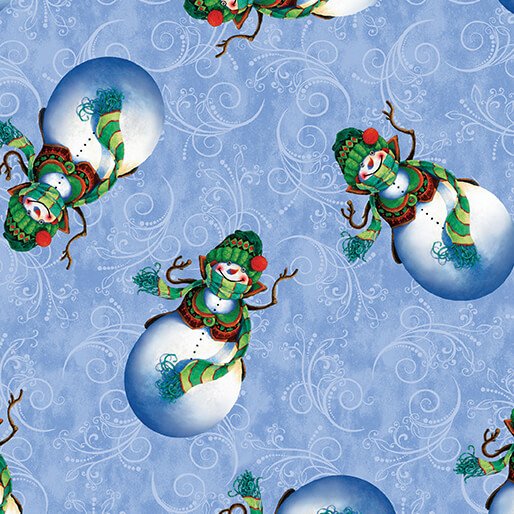 3102 Benartex Designer Fabrics Holiday Frolic Snowman Light Blue 16607-51