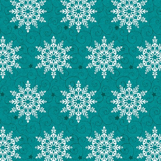 3107 Benartex Designer Fabrics Holiday Frolic Flake Teal 16609-84