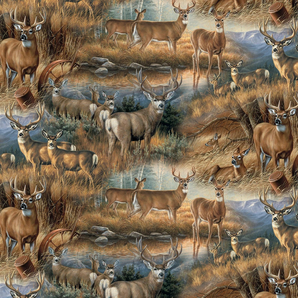 3129 David Textiles Potpourri of Novelty Deer Glance DATWW-3146-8C-1