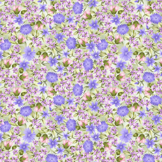 Benartex Spring Breeze Springtime Flowers Sage 9891-04