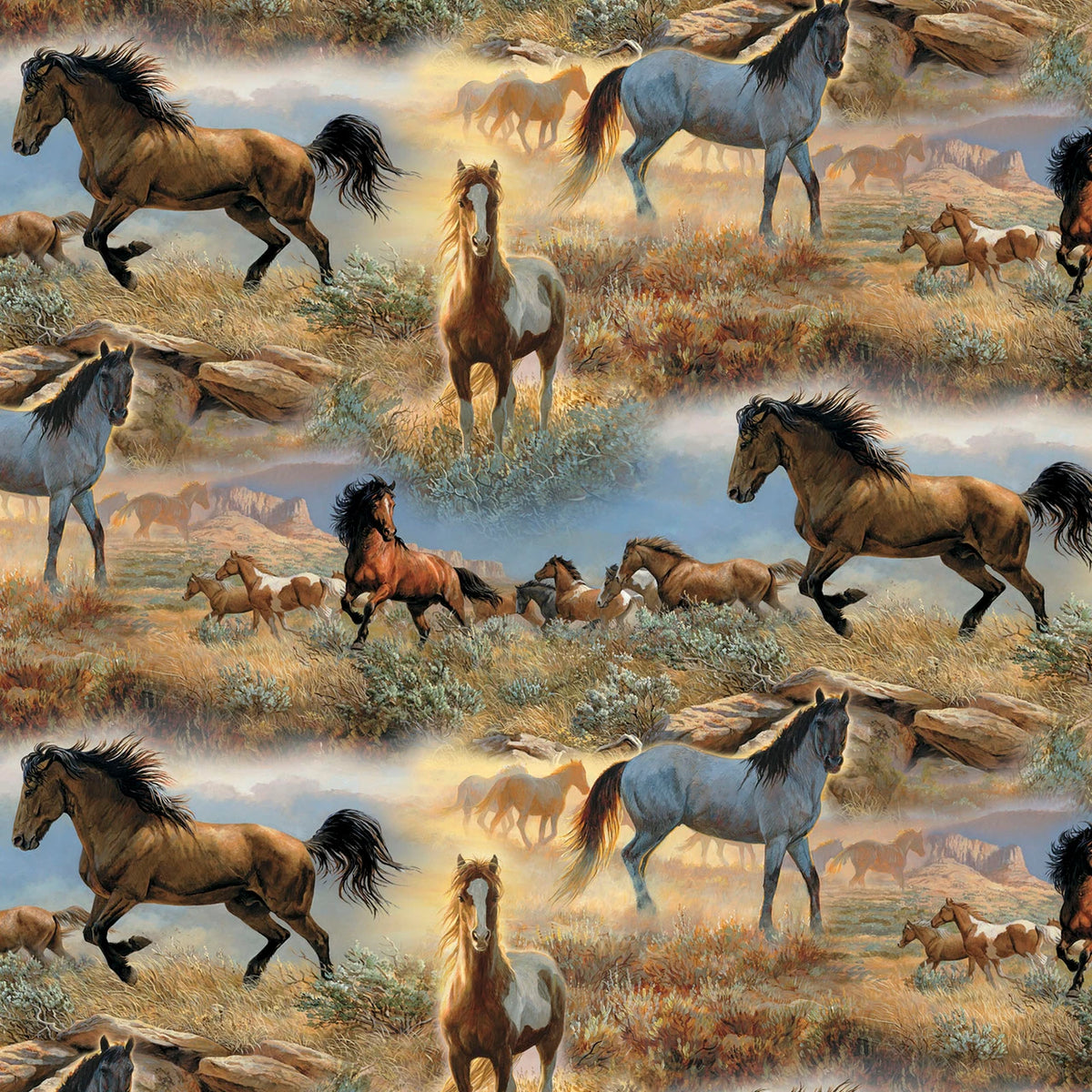 3130 David Textiles Potpourri of Novelty Horse In The Prairie DATWW-3060-6C-1