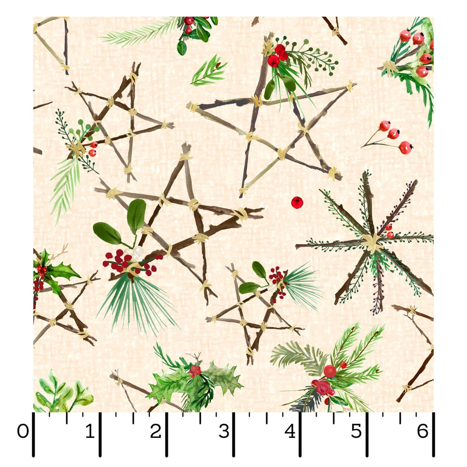 3132 Maywood Studio Winter Wreaths Stars Cream MAS10882-E