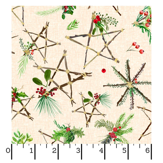 3132 Maywood Studio Winter Wreaths Stars Cream MAS10882-E