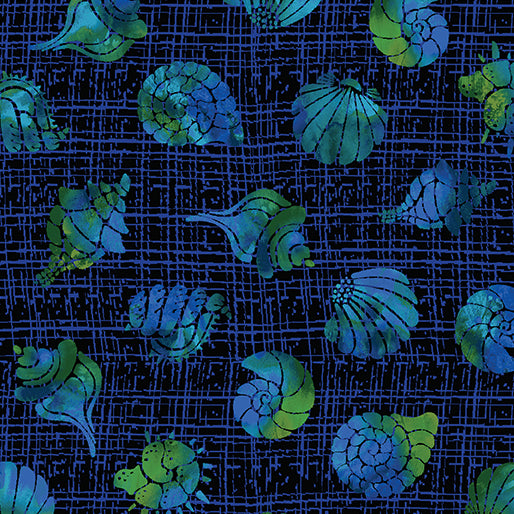 Benartex Atlantis Mythical Mermaids Shells Blue Green 13393-51
