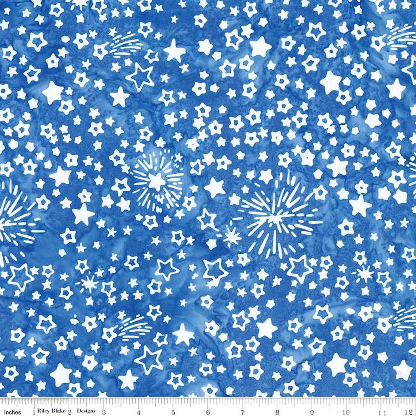 Riley Blake BATIK Let Freedom Reign BT23197-294 Ocean Blue Stars and Fireworks