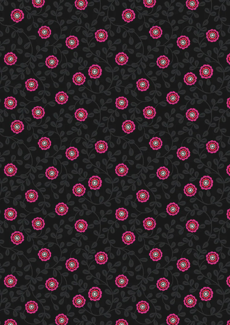 Lewis & Irene Little Matryoshka Matryoshka Floral Black A569-3