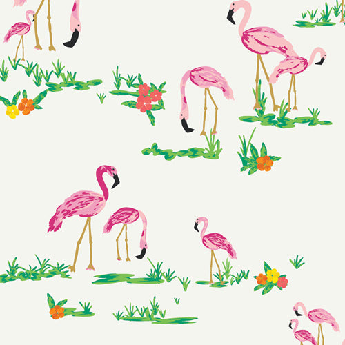 Art Gallery Fabrics West Palm Flamingo Field Pearl WPA-54502