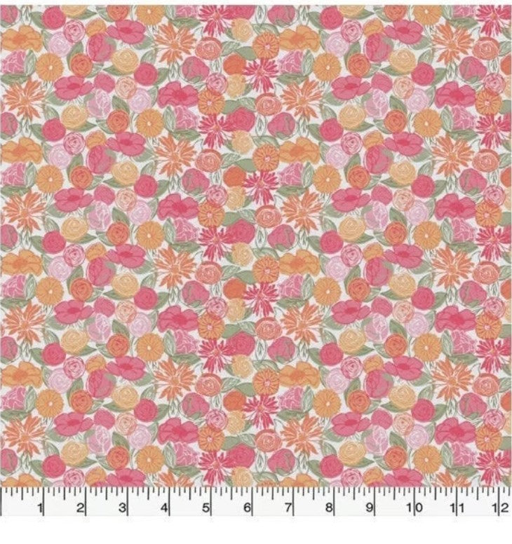 $5/yard $35/BOLT Bouquet in Pink and Orange