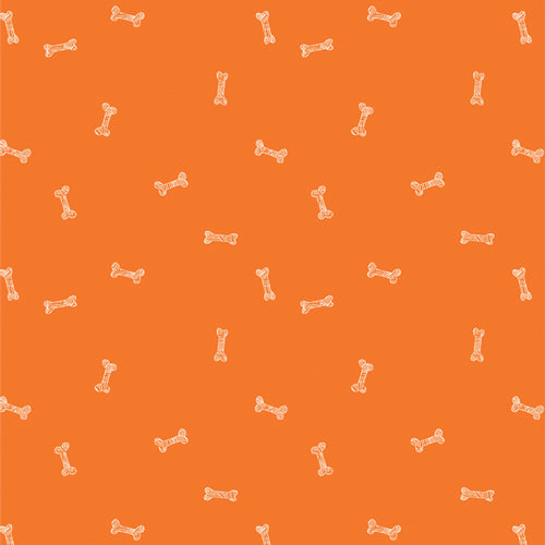 Art Gallery Fabrics Oh Woof Breakfast Hour Bones on Orange OHW-68683