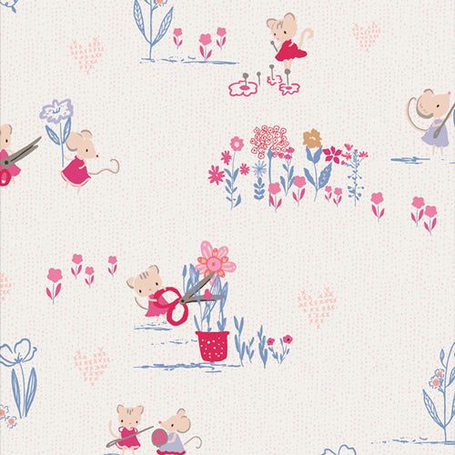 Art Gallery Fabrics Tails & Threads Needles & Whiskers Light Pink TAT-39900