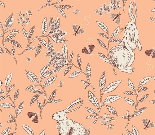 Art Gallery Fabrics Meriwether Rabbits on Light Orange