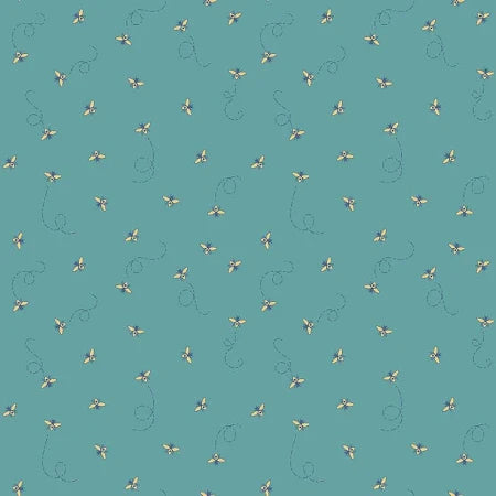 Riley Blake Daisy Fields Bees Scuba Teal SC12485