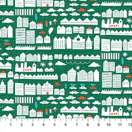 Figo (a division of Northcott)  Wintertide Snowy Town Green 90086-72