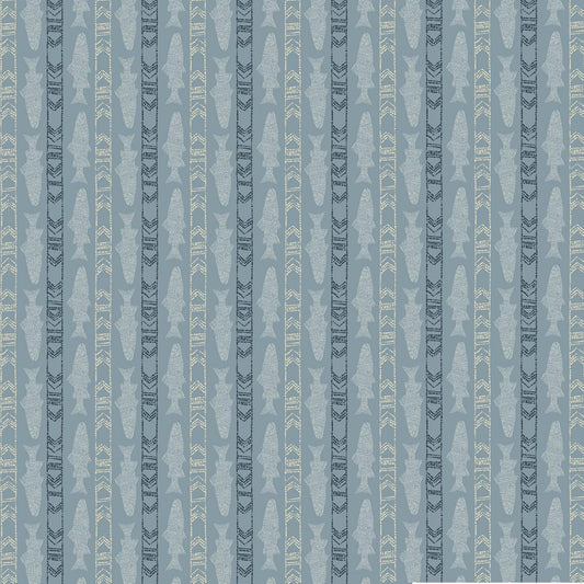 P&B Textiles Jetty Home Lake Escape Blue Fish Stripes 04520