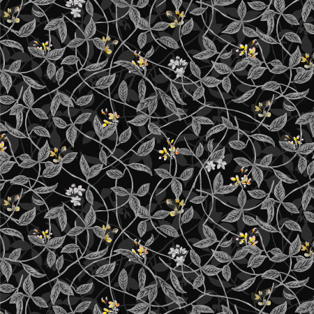 RJR Fabrics Citrus Garden Leaves in Black and Gray RJ1404-CH3