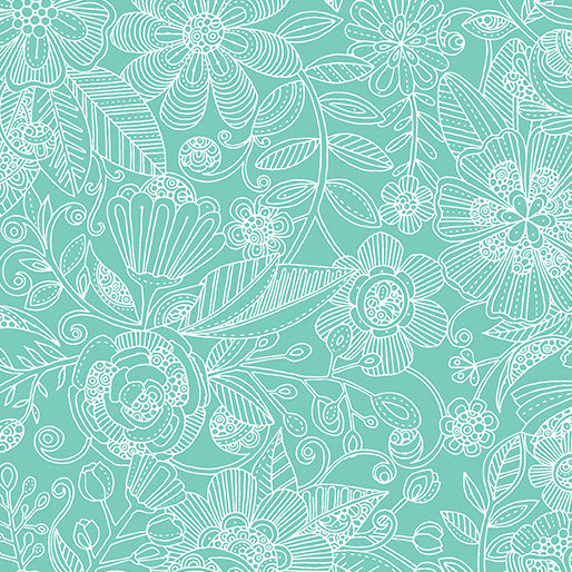 Benartex Rainbow Garden Garden Bliss Turquoise 11315-83