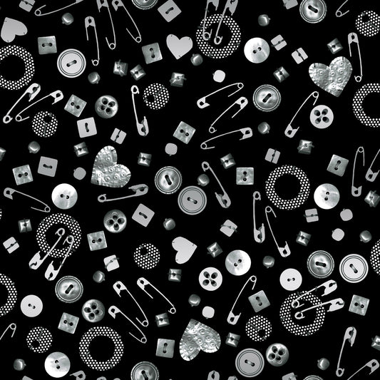 RJR Fabrics Heavy on the Metal Hardware Blackness Metallic JF300-BL2M