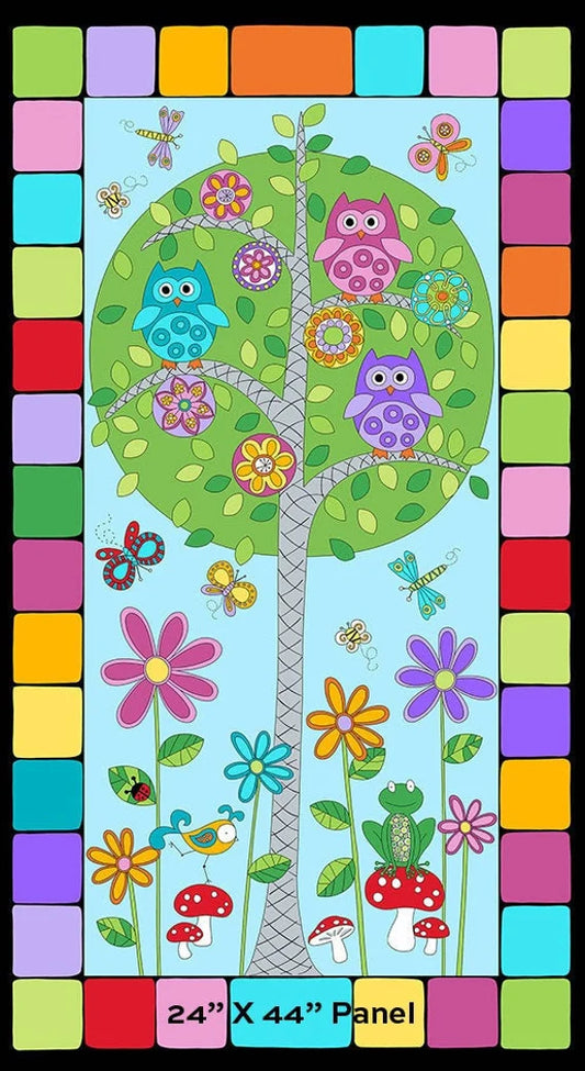 Andover Fabric Hoot Hoot 24"x44" Panel A-9759-B in Blue