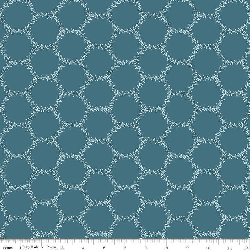 Riley Blake Winterland Hexi Holly Colonial C10712 Blue