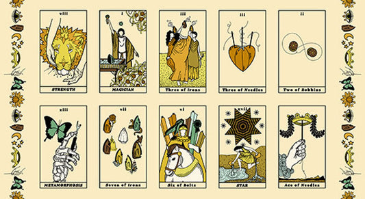 Andover Fabric Panel Oracle Cards in Yellow by Eye Candy Quilts A-230-N