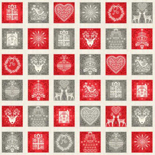 Makower Panel Scandi Squares 2132